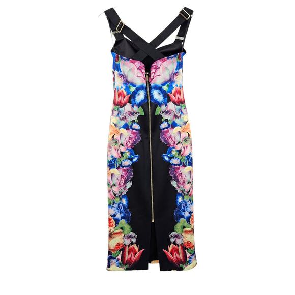 Ted Baker Deony Colorful Floral Bodycon Scuba Midi Dress‎ US 6 Buckle Strap - Picture 8 of 14